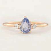 Emilie Ring - Unheated Blue Teardrop Sapphire, 14k Rose Gold (One of a kind)