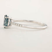 Audrey Ring - 1ct Light Blue Green Montana Sapphire, 14k White Gold (One of a kind)