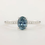 Audrey Ring - 1ct Light Blue Green Montana Sapphire, 14k White Gold (One of a kind)