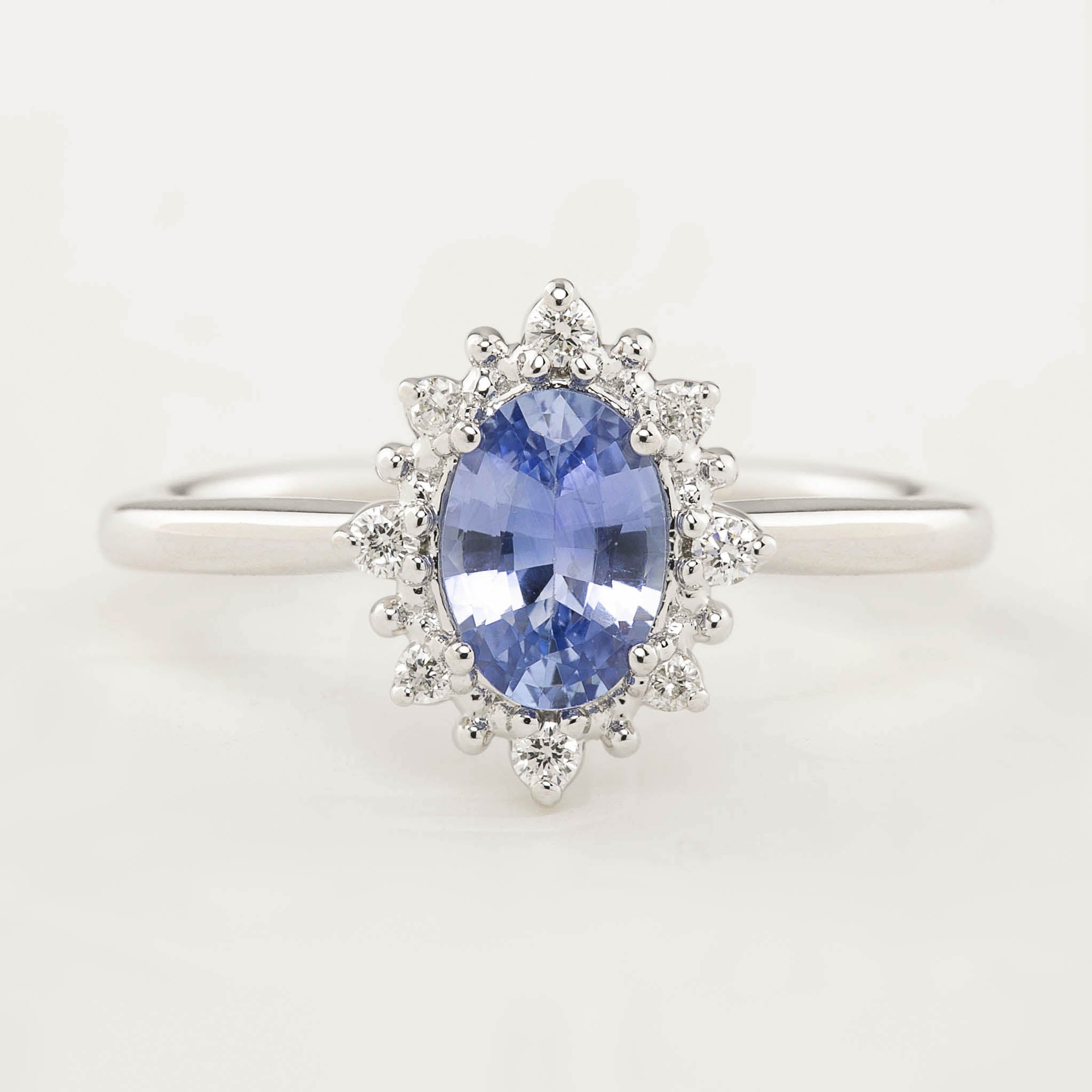 Victoria Ring - 0.80ct Light Blue Sapphire, 14k White Gold (One of a kind)