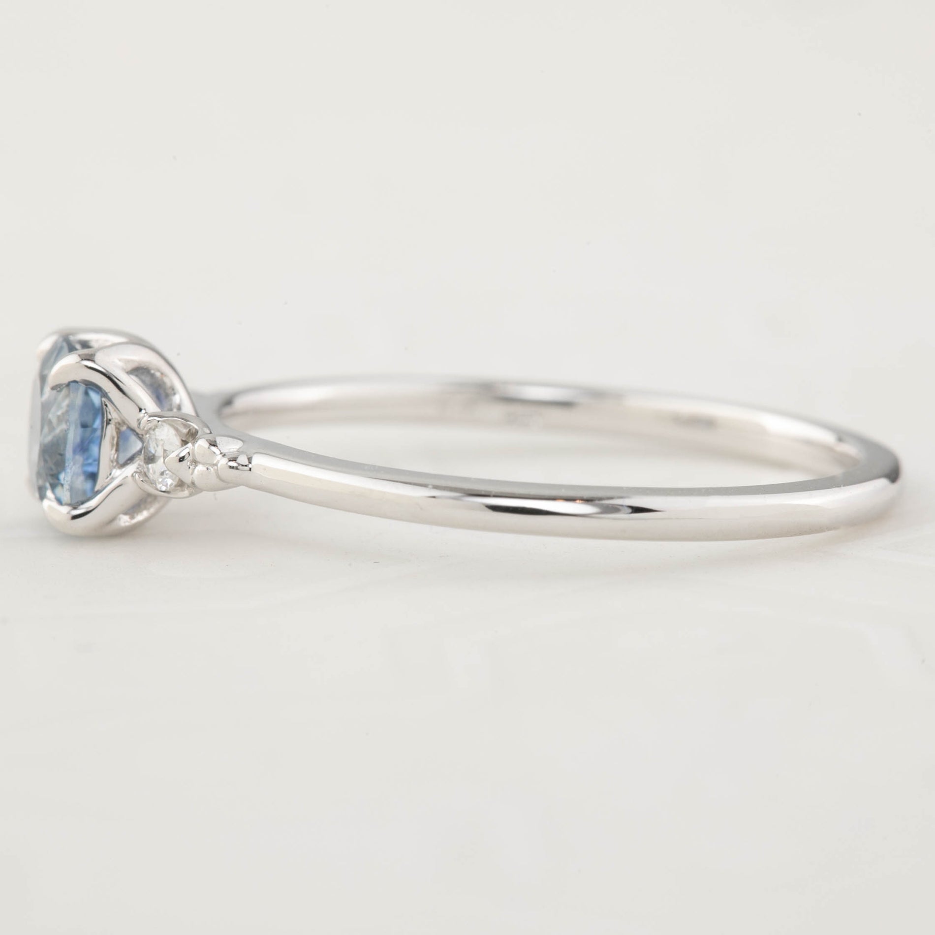 Estel Ring - 0.69ct Cushion Cut Light Blue Montana Sapphire, 14k White Gold (One of a kind)