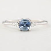 Estel Ring - 0.69ct Cushion Cut Light Blue Montana Sapphire, 14k White Gold (One of a kind)
