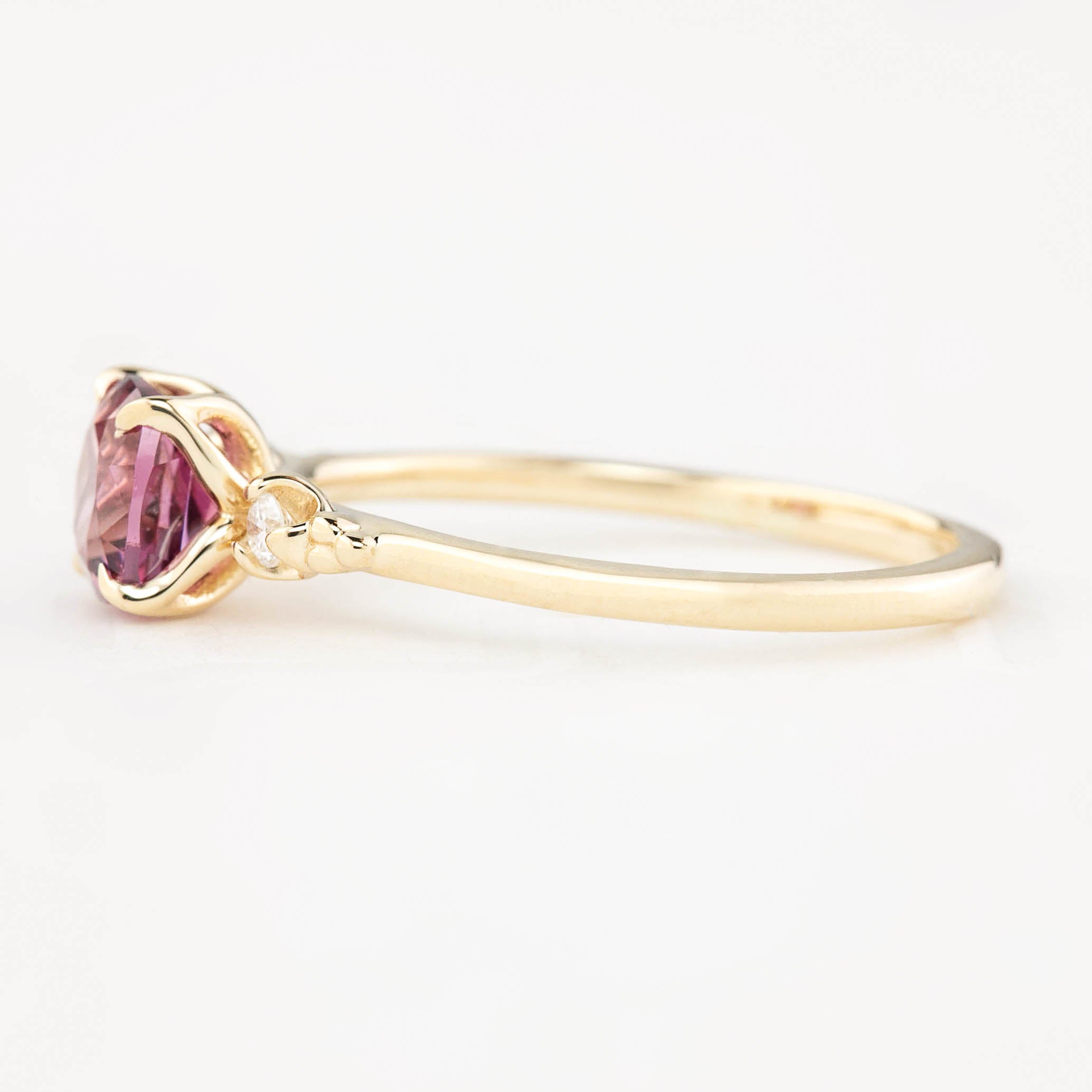 Estel Ring 1.32ct Cushion Cut Fuchsia Pink Spinel, 14k Yellow Gold (One of a kind)
