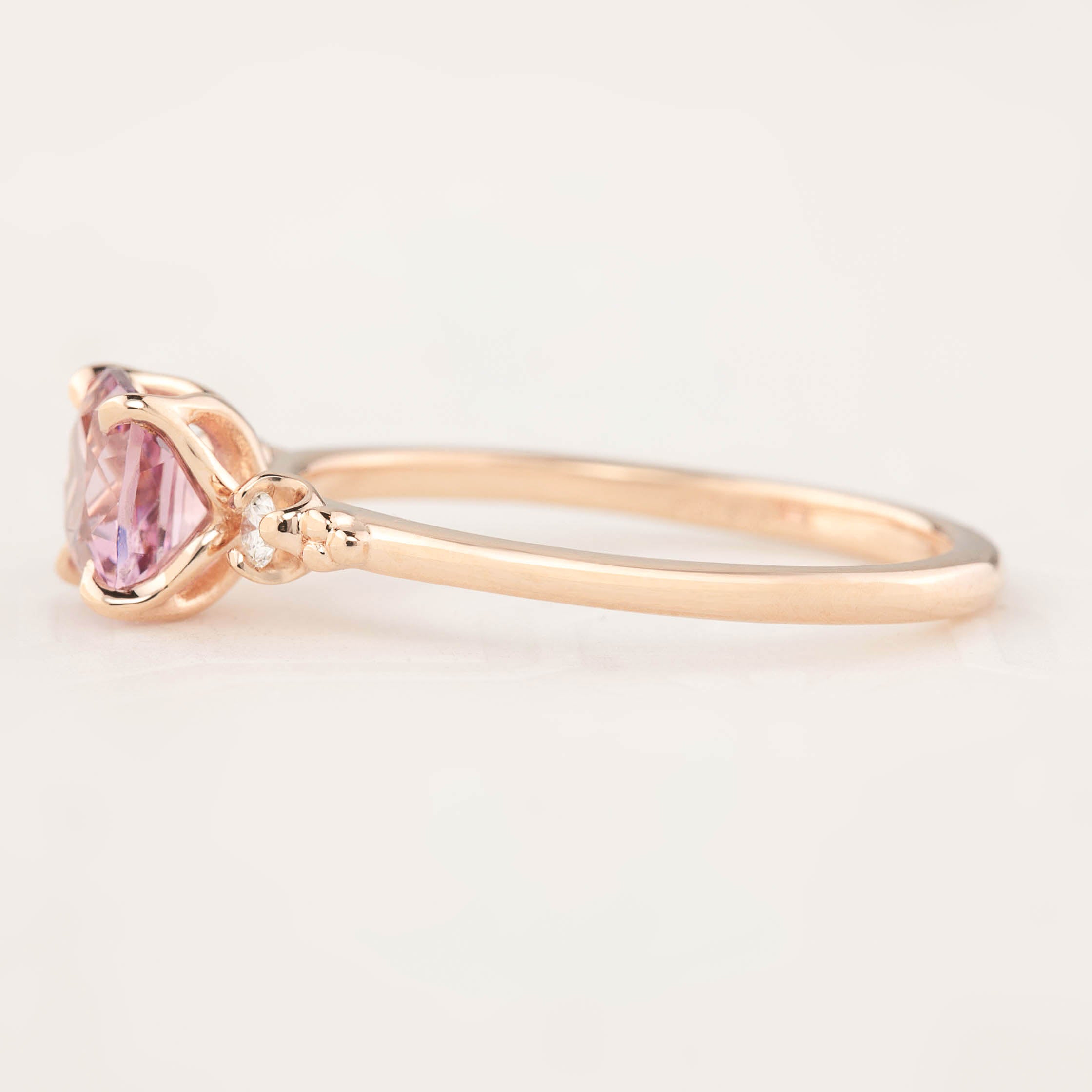 Estel Ring - 1.13ct Cushion Cut Fuchsia Pink Spinel, 14k Rose Gold (One of a kind)