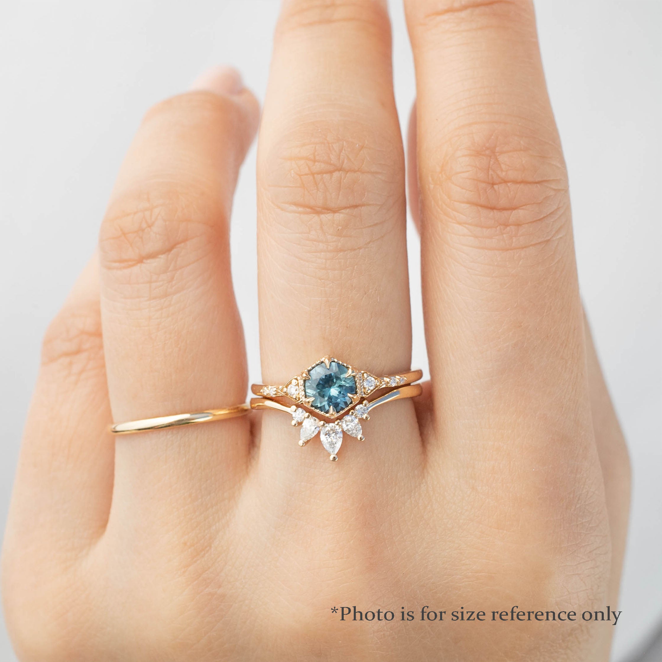Agatha Ring 0.74ct Round Green Montana Sapphire, 14K Yellow Gold (One of a kind)