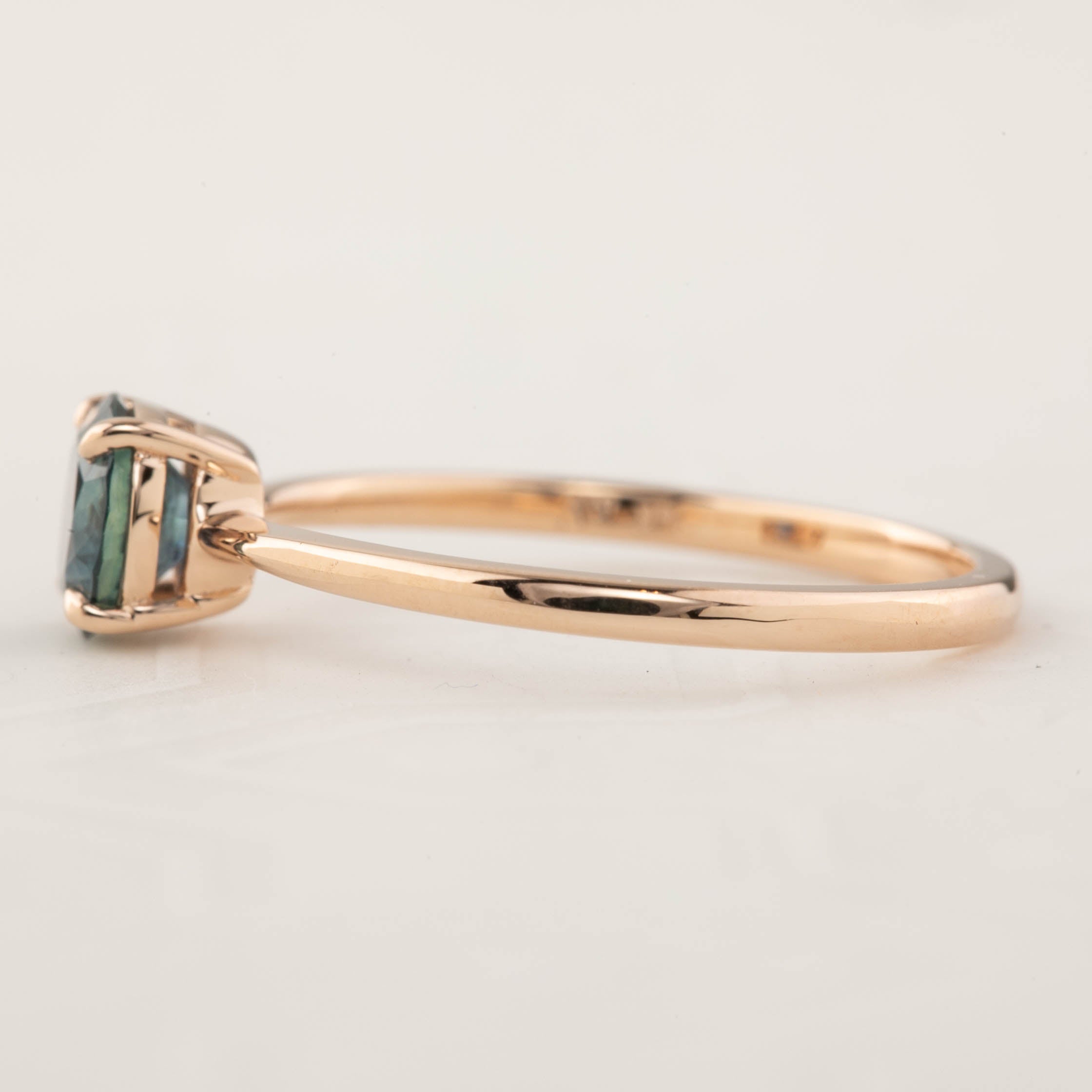 Nina Ring - 0.87ct Blue Green Montana Sapphire, 14k Rose Gold (One of a kind)