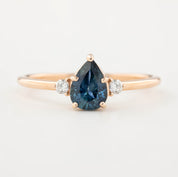 Emilie Ring - 0.90ct Pear Teal Montana Sapphire, 14k Rose Gold (One of a kind)