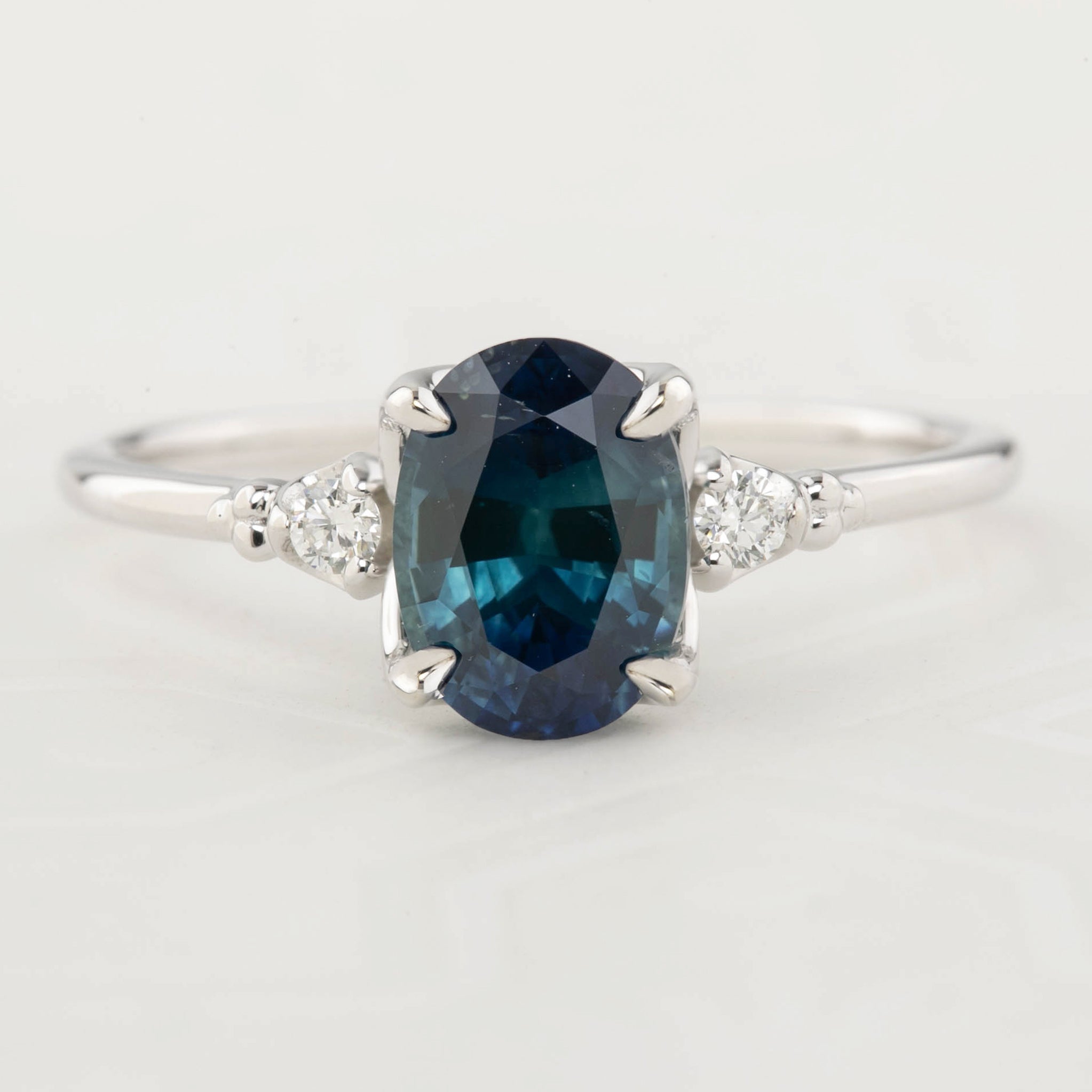 Estel Ring - 1.65ct Teal Blue Montana Sapphire, 14k White Gold (One of a kind)