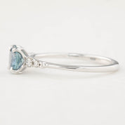 Estel Luxe Ring - 0.95ct Light Teal Blue Montana Sapphire, 14k White Gold (One of a kind)