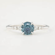 Estel Luxe Ring - 0.95ct Light Teal Blue Montana Sapphire, 14k White Gold (One of a kind)