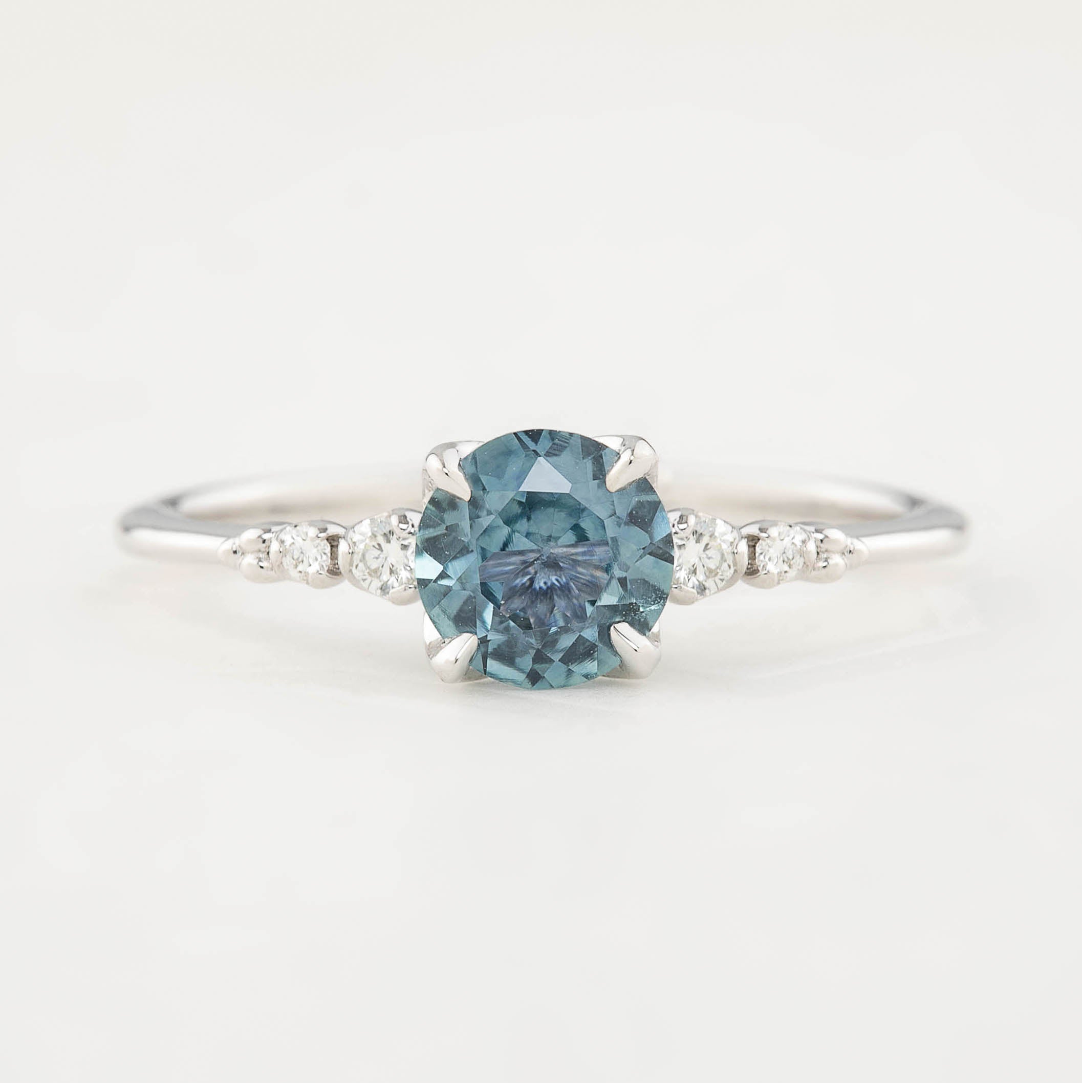 Estel Luxe Ring - 0.95ct Light Teal Blue Montana Sapphire, 14k White Gold (One of a kind)