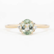 Lena Ring 0.73ct Light Green Madagascar Sapphire, 14K Yellow Gold (One of a kind)