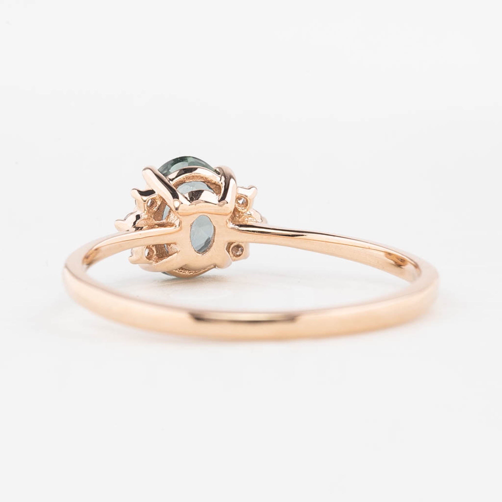 Lena Ring 0.79ct Green Madagascar Sapphire, 14K Rose Gold (One of a kind)