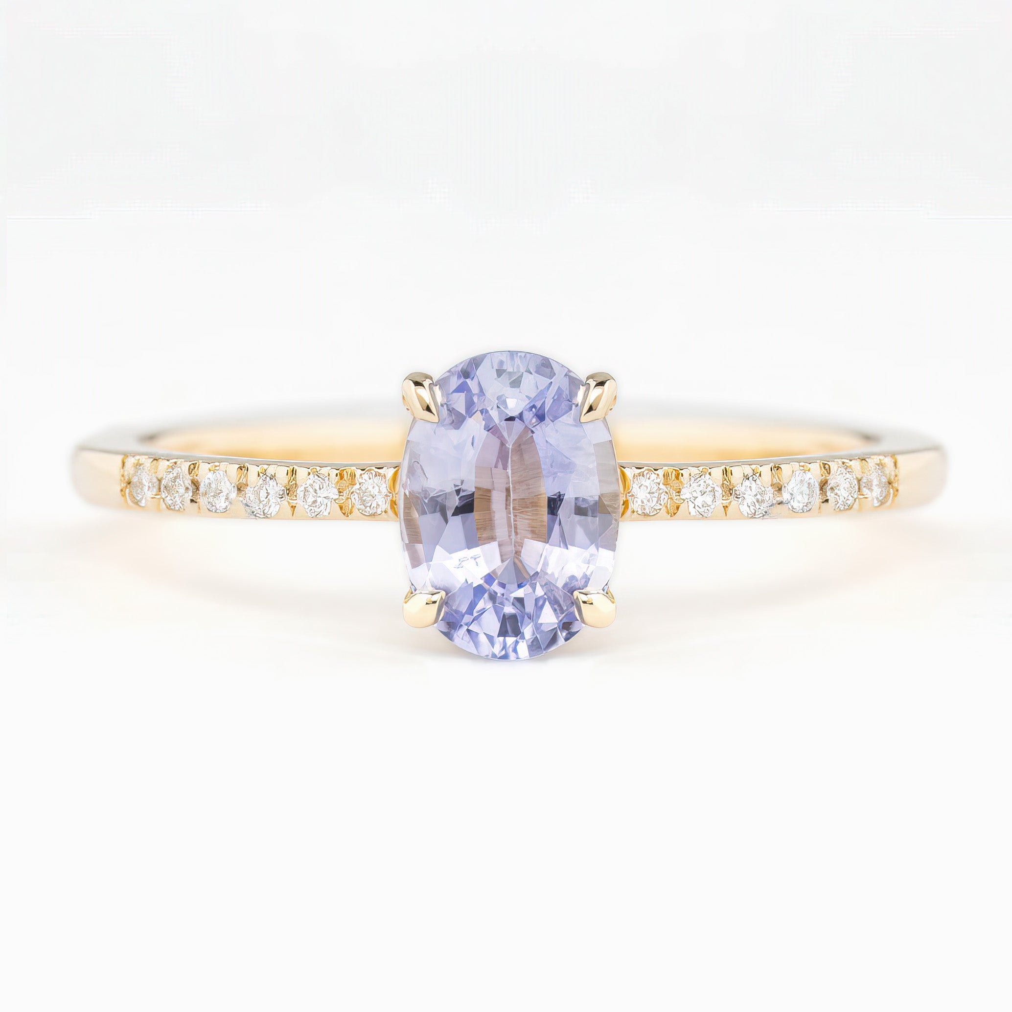 Audrey Ring 1.02ct Lavender Blue Ceylon Sapphire, 14K Yellow Gold (One of a kind)