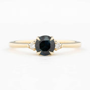 Sofia Ring 0.72ct Dark Blue Round Queensland Sapphire, 14k Yellow Gold (One of a kind)