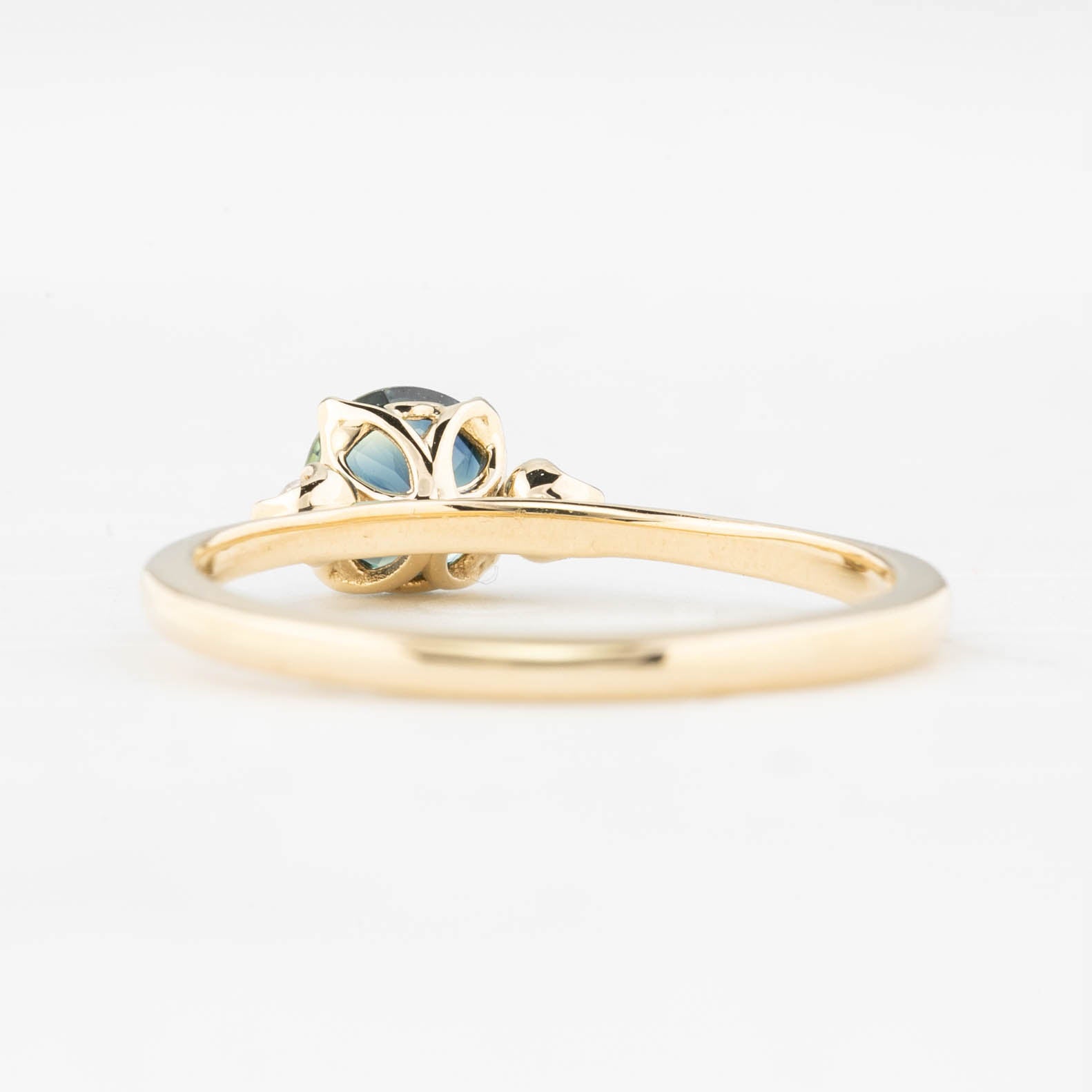 Sofia Ring 0.72ct Dark Blue Round Queensland Sapphire, 14k Yellow Gold (One of a kind)