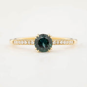 Sabrina Ring 0.68ct Round Queensland Peacock Sapphire, 14k Yellow Gold (One of a kind)