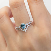 【一点物】セレステリング ・0.80ct・モンタナ産グリーンサファイア・K14WG
