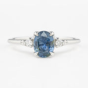Estel Ring 1.42ct Oval Blue Sapphire, 14K White Gold (One of a kind)