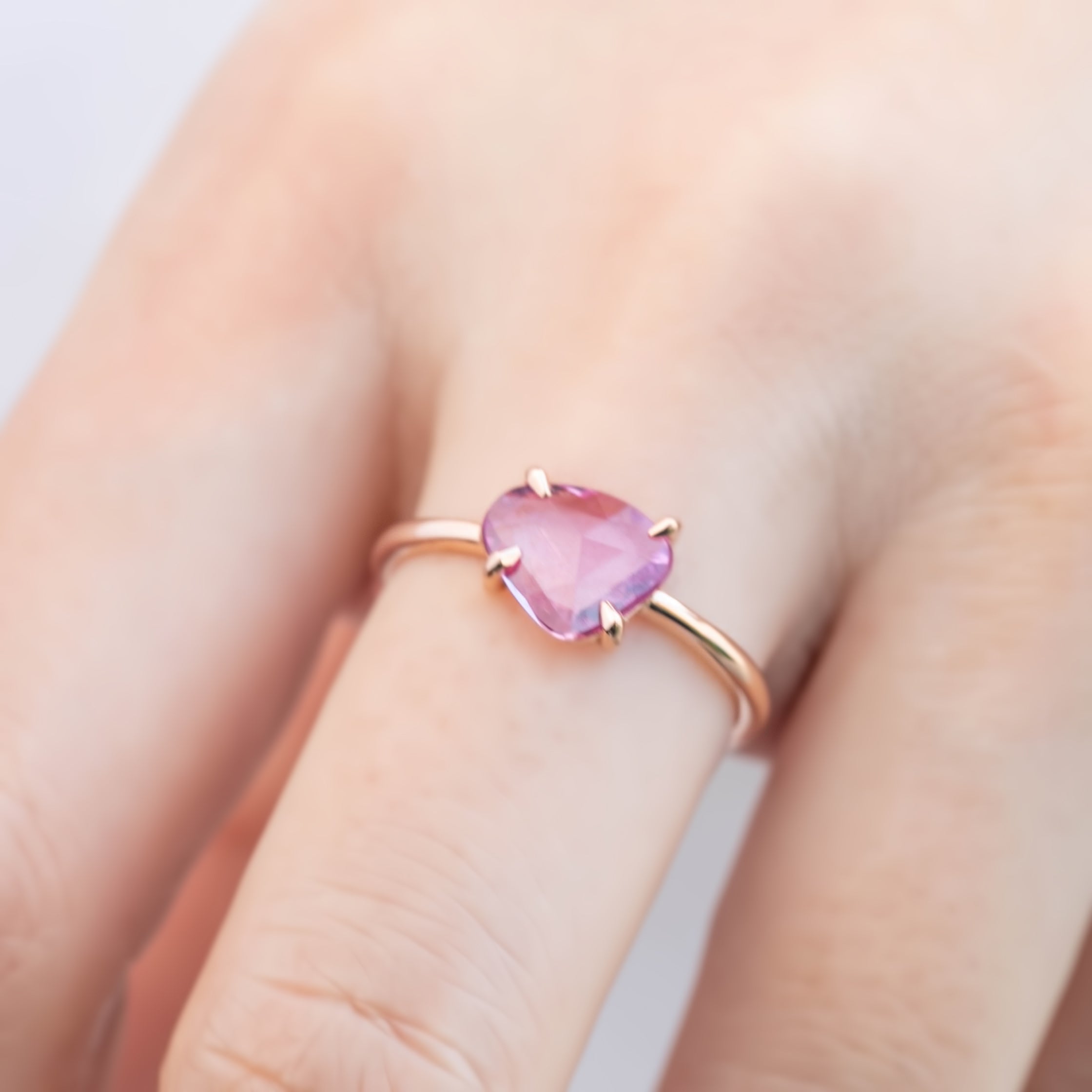 Lisa Ring - 1.43ct Unheated Organic Cut Pink Sapphire, 14k rose gold (One of a kind)