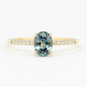Audrey Ring 0.97ct Light Blue Green Oval Montana Sapphire (One of a kind)