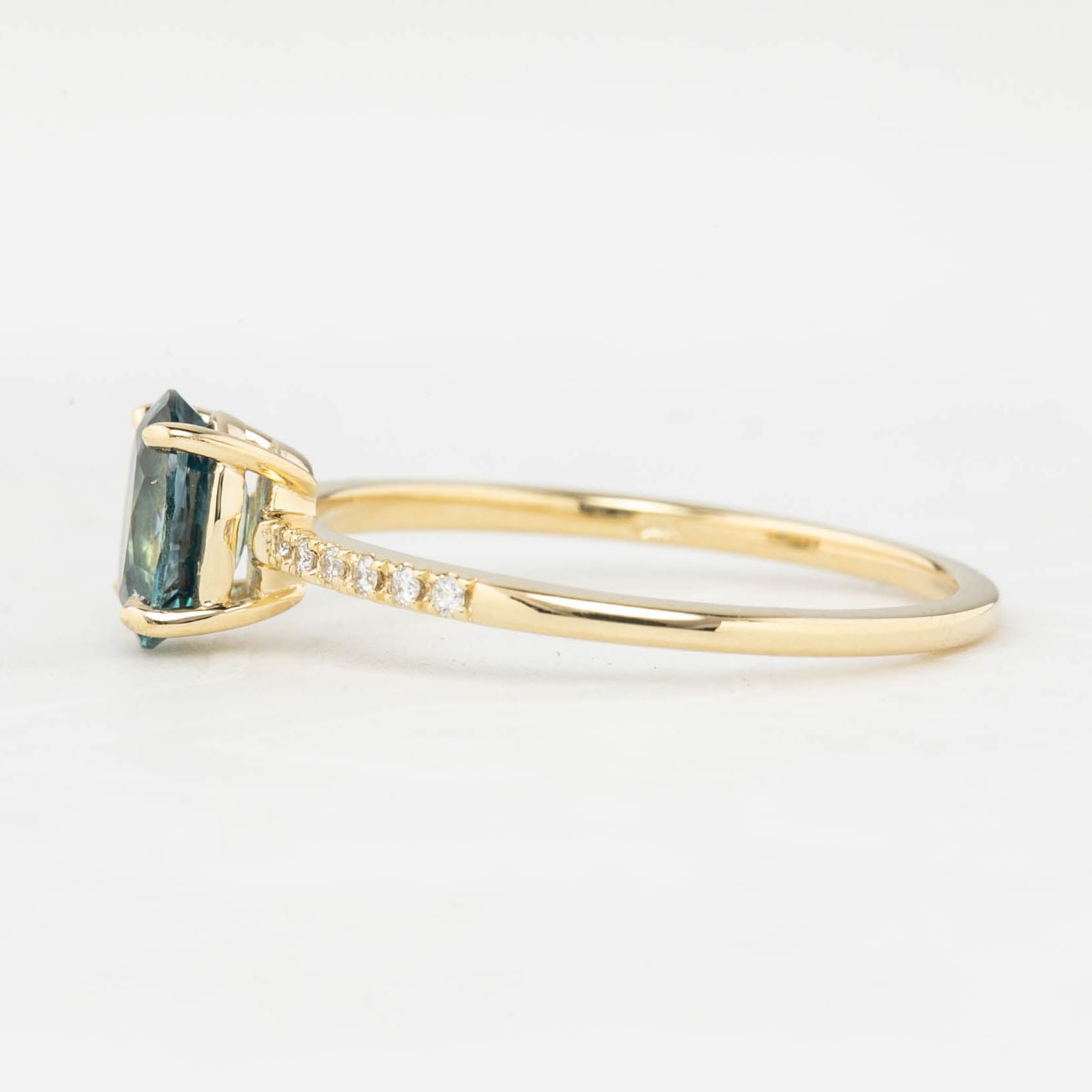Audrey Ring 0.97ct Light Blue Green Oval Montana Sapphire (One of a kind)
