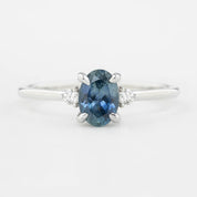 Emilie Ring - 1ct Blue Montana Sapphire, 14k white gold (One of a kind)