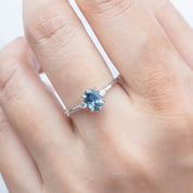 Emilie Ring - 1ct Blue Montana Sapphire, 14k white gold (One of a kind)