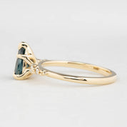 Estel Fleur Ring, 1.26ct Teal Blue Montana Sapphire, 14K Yellow Gold (One of a kind)
