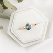 Estel Fleur Ring, 1.26ct Teal Blue Montana Sapphire, 14K Yellow Gold (One of a kind)