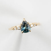 Estel Fleur Ring, 1.26ct Teal Blue Montana Sapphire, 14K Yellow Gold (One of a kind)