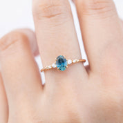 Estel Fleur Four Prongs Ring - 0.73ct Teal Blue Green Montana Sapphire (One of a kind)