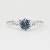 Estel Fleur Six Prongs Ring 0.78ct Blue Montana Sapphire, 14k White Gold (One of a kind)