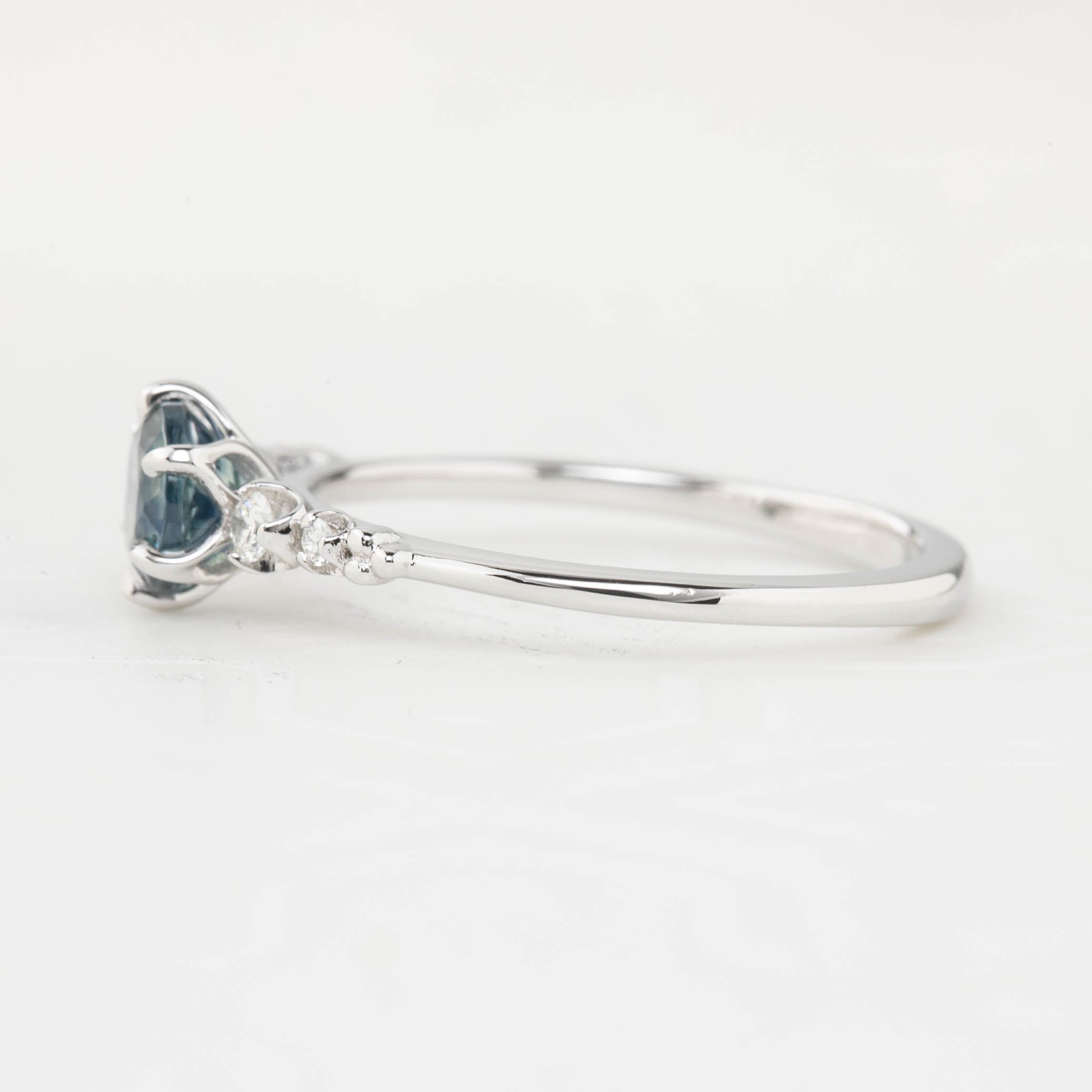 Estel Fleur Six Prongs Ring 0.78ct Blue Montana Sapphire, 14k White Gold (One of a kind)