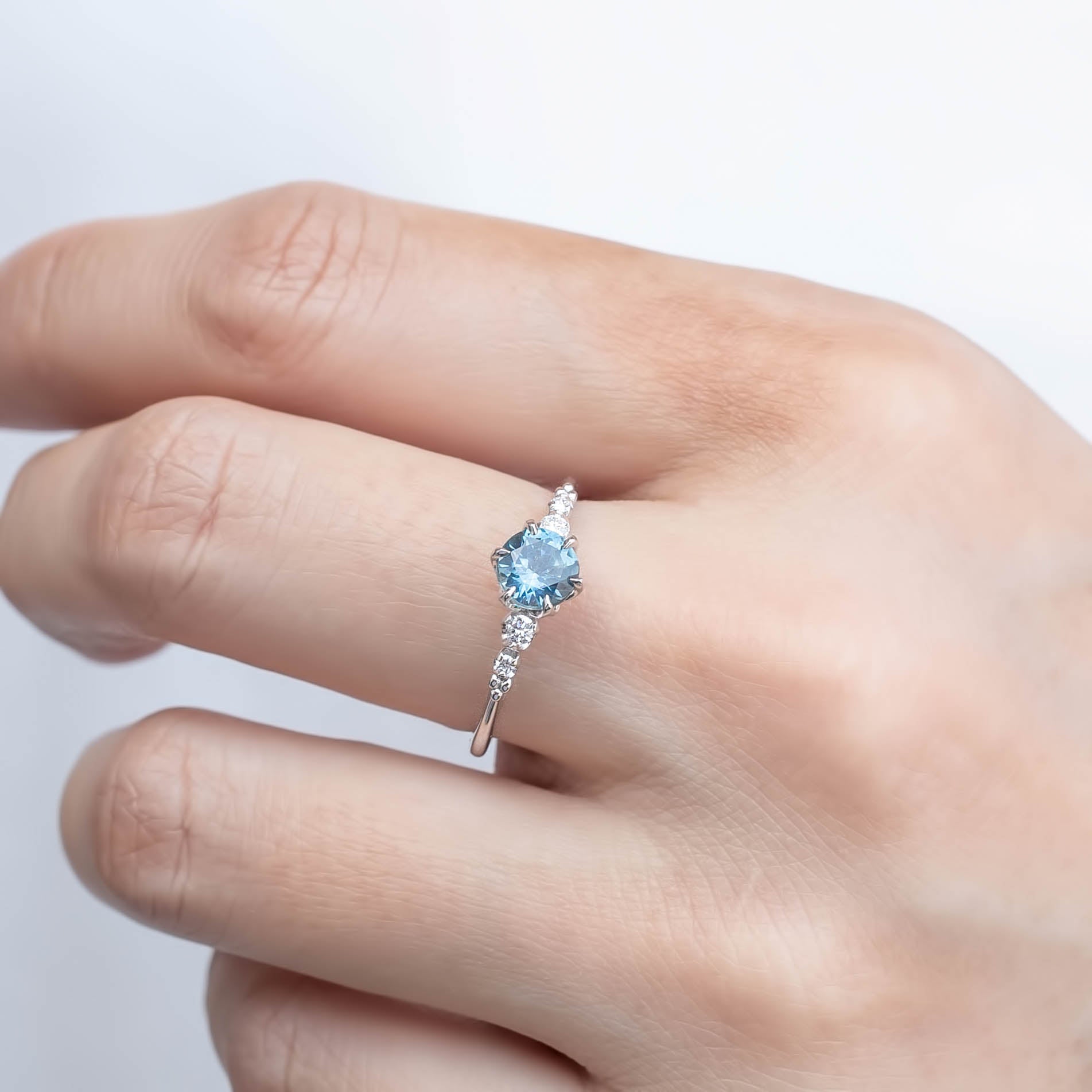 Estel Fleur Six Prongs Ring 0.78ct Blue Montana Sapphire, 14k White Gold (One of a kind)