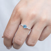 Estel Fleur Six Prongs Ring 0.78ct Blue Montana Sapphire, 14k White Gold (One of a kind)