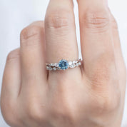 Estel Fleur Six Prongs Ring 0.78ct Blue Montana Sapphire, 14k White Gold (One of a kind)