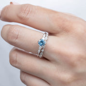 Estel Fleur Six Prongs Ring 0.78ct Blue Montana Sapphire, 14k White Gold (One of a kind)