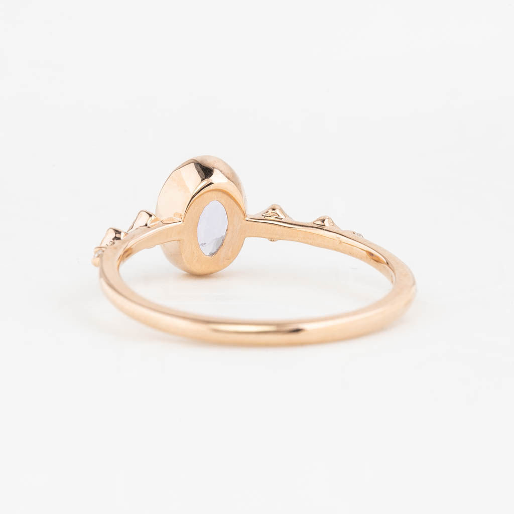 Celeste Ring 0.74ct Light Blue Purple Madagascar Sapphire, 14K Rose Gold (One of a kind)