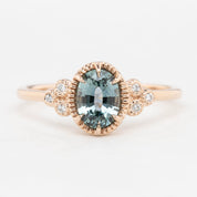 Celine Ring - 0.86ct Blue Green Montana Sapphire Ring, 14k Rose Gold (One of a kind)