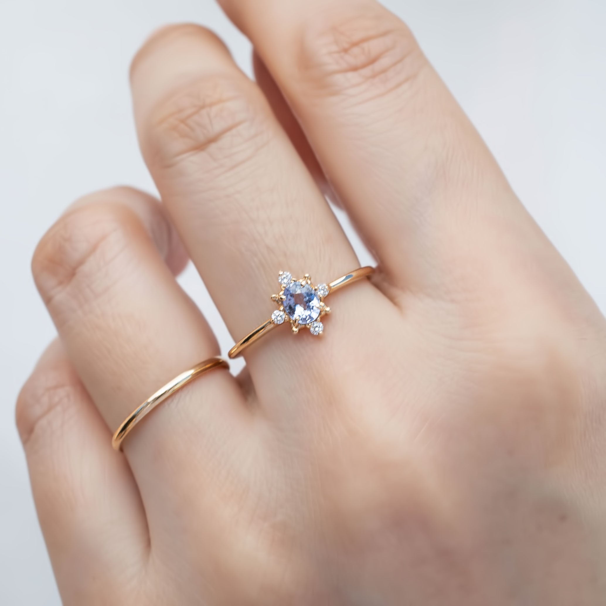 Victoria Ring - 5x4mm 0.4ct Unheated Blue Sapphire