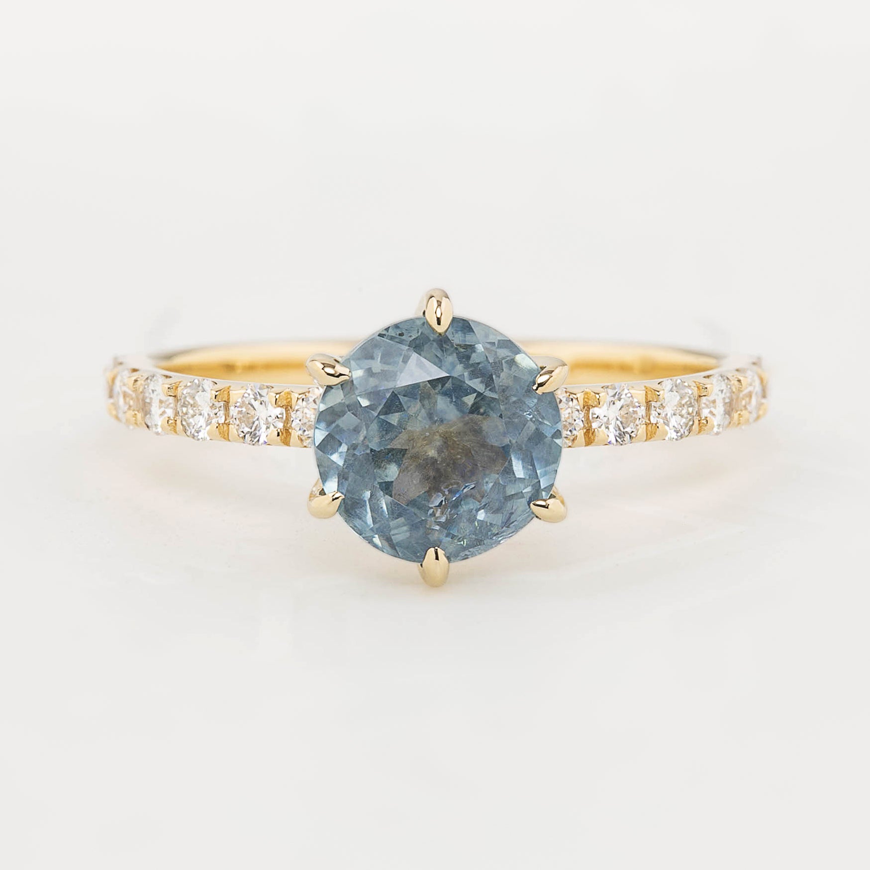 【一点物】マリアリュックスリング ・2.06ct・加熱モンタナ産ライトブルーサファイア・K14YG
