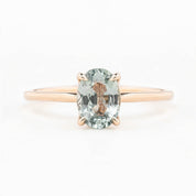 Sara Ring 1.31ct Light Blue Green Unheated Sapphire, 14K Rose Gold (One of a kind)