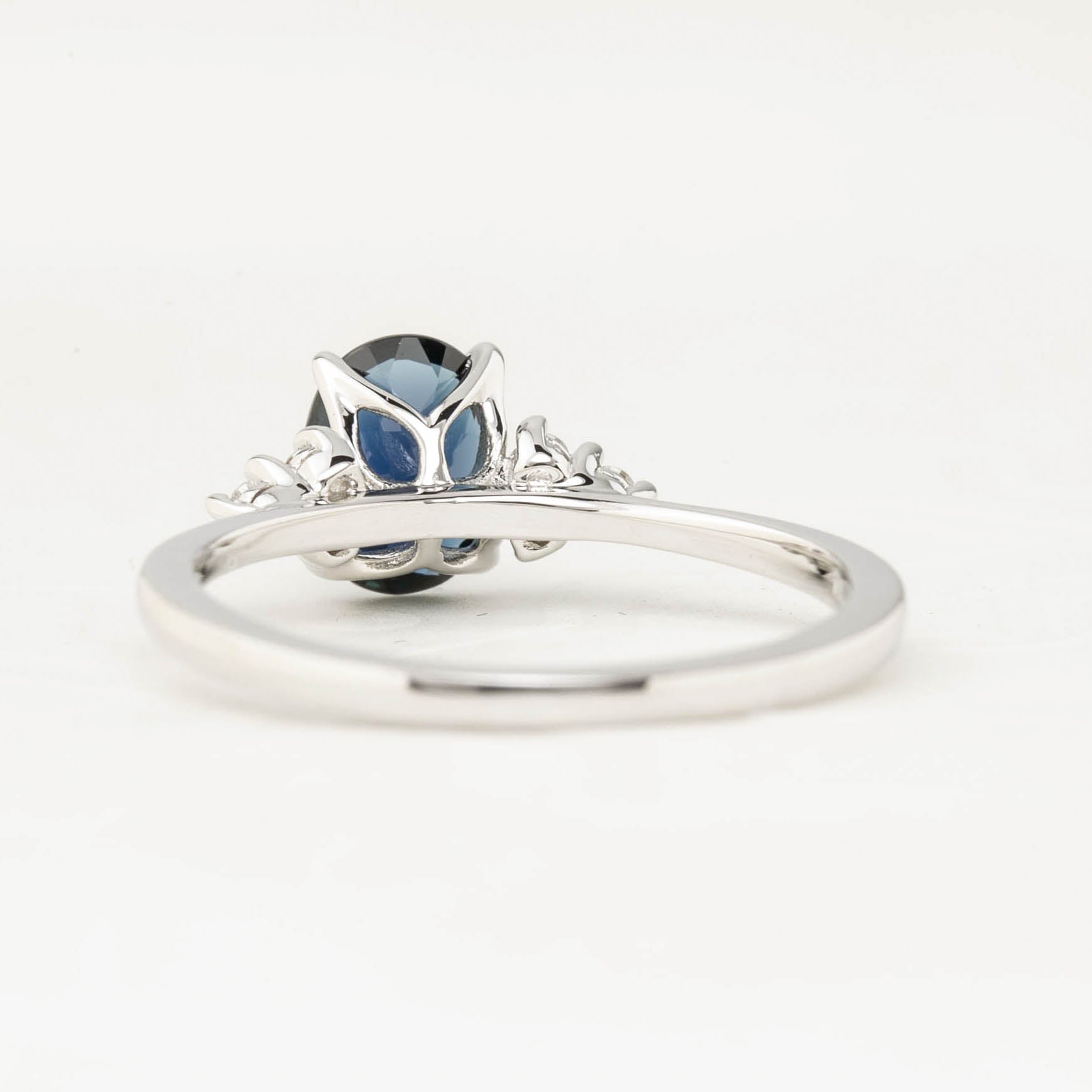 Teresa Ring 1.18ct Unheated Deep Blue Queensland Sapphire 14k White Gold (One of a kind)