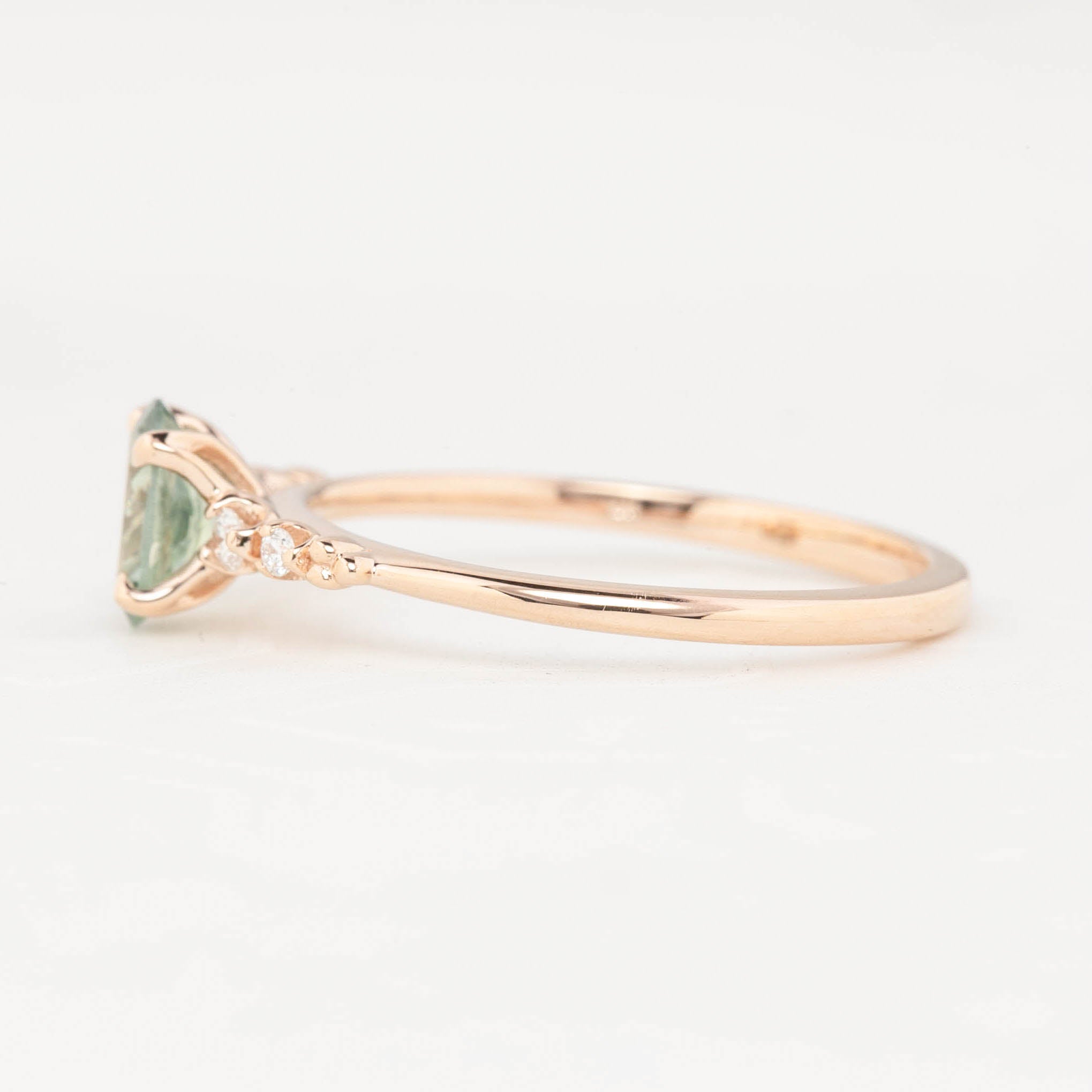Estel Fleur Four Prongs Ring 0.67ct Parti Green Blue Montana Sapphire, 14K Rose Gold (One of a kind)