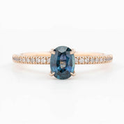 Maria Ring 0.9ct Blue Green Montana Sapphire, 14K Rose Gold (One of a kind)