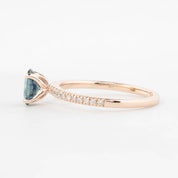 Maria Ring 0.9ct Blue Green Montana Sapphire, 14K Rose Gold (One of a kind)
