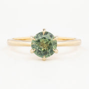 Floryn Ring 1.46ct Light Green Round Montana Sapphire, 14K Yellow Gold (One of a kind)