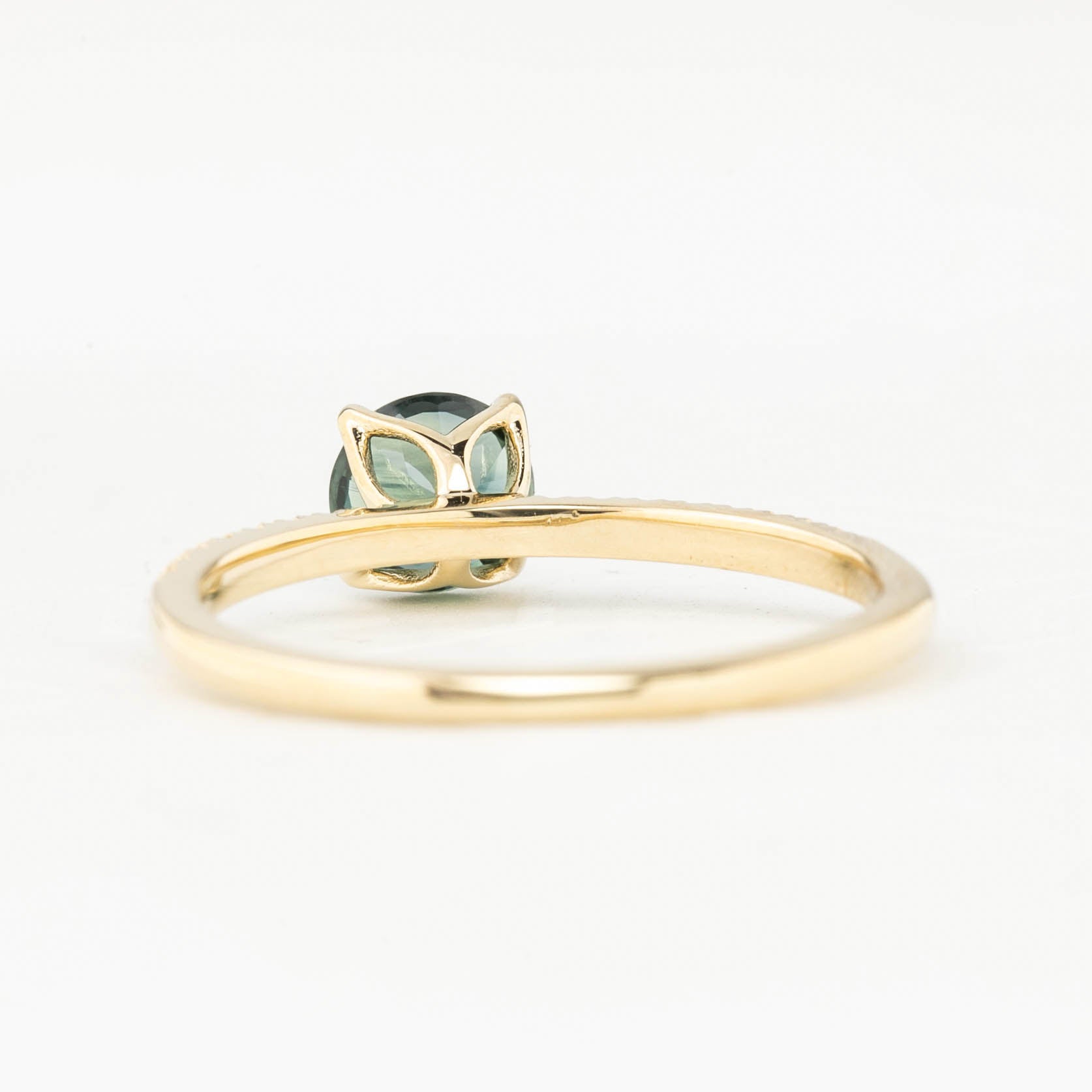 【一点物】マリアリング ・0.80ct・加熱クイーンズランド産グリーンサファイア・K14YG