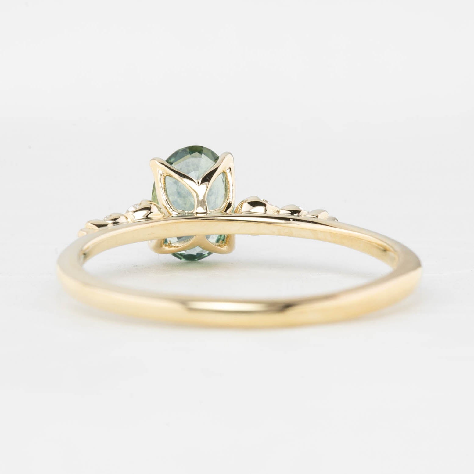 【一点物】エステルリュクスリング ・1.04ct・加熱モンタナ産ライトグリーンサファイア・K14YG